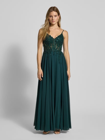 LUXUAR FASHION Abendkleid mit Herz-Ausschnitt Dunkelgruen 4