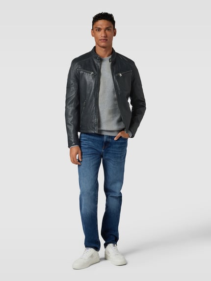 MAURITIUS Lederjacke mit Stehkragen Modell 'MARC LAKEV' Marine 1