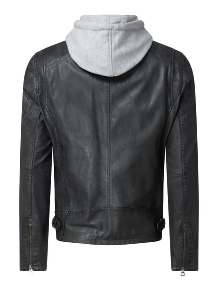MAURITIUS Lederjacke mit abnehmbarer Kapuze Modell 'Rylo' Anthrazit 4