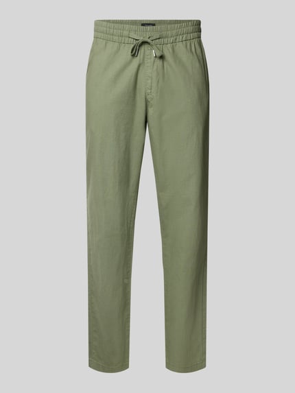 Straight Fit Leinenhose mit elastischem Bund Modell 'Barton' Shop The Look MANNEQUINE