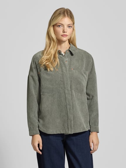 ONLY Bluzka sztruksowa o kroju relaxed fit z kieszeniami na piersi model ‘JANINE-RAI’ Trzcinowy 4