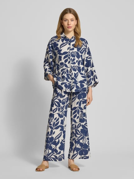 ZABAIONE Blouse met knoopsluiting en 3/4-mouwen Marineblauw - 1