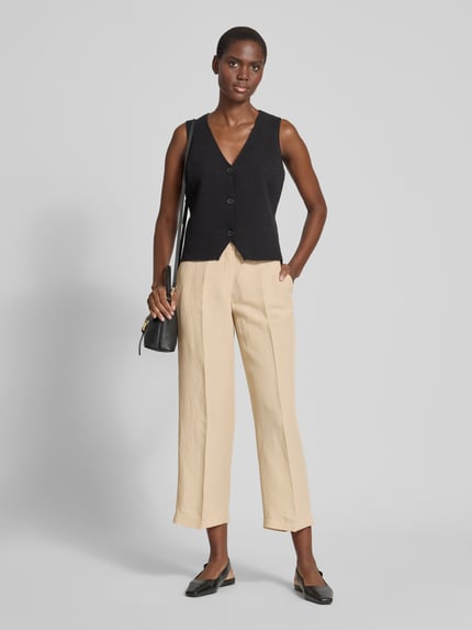 Raffaello Rossi Straight leg stoffen broek met verkort model, model 'OLESSA' Beige - 1