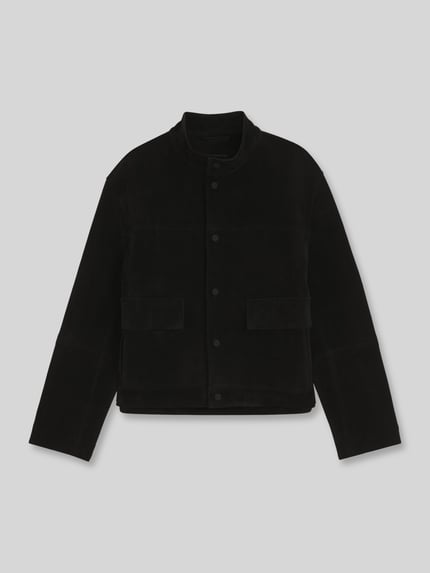 HUGO Kunstlederjacke in Velours-Optik mit aufgesetzten Taschen Black 2