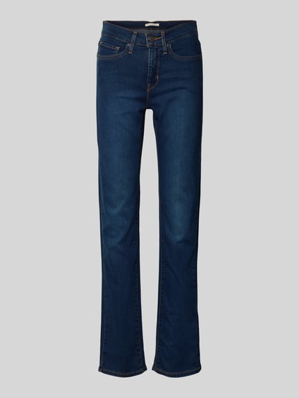 Produktfoto, Sraight Fit Jeans mit 5-Pocket-Design van Levi's®, donkerblauwe denim, katoenmix met stretch, rechte snit, knoop- en ritssluiting.