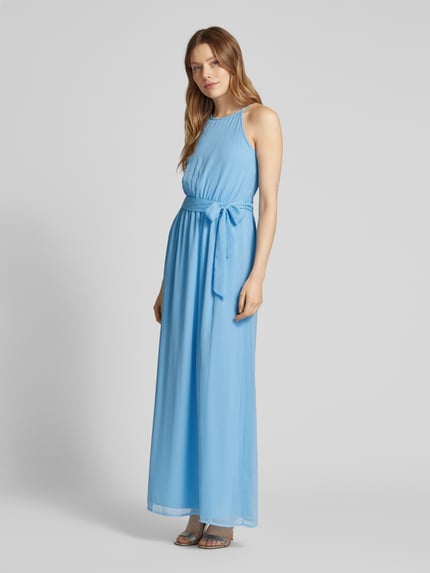 VILA Maxi-jurk met strikceintuur, model 'FALIA' Lichtblauw - 1