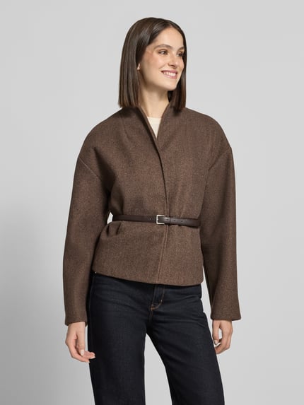 MANGO Jacke mit Gürtel Modell 'SIRA' Dunkelbraun 4