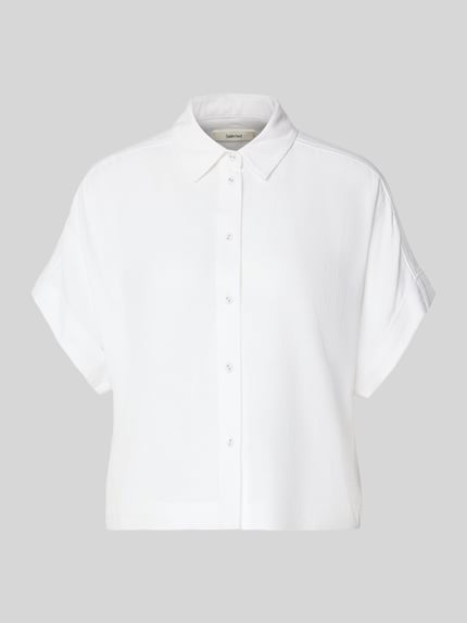 Productfoto, Regular Fit Bluse aus Viskose-Leinen-Mix Modell 'VIVA' van Selected Femme, look: effen kleuren, pasvorm: regular fit, overhemdkraag, knoopsluiting, mouwvorm: korte mouw, materiaalverwerking: gevlamd garen, materiaal: mix van viscose en linnen