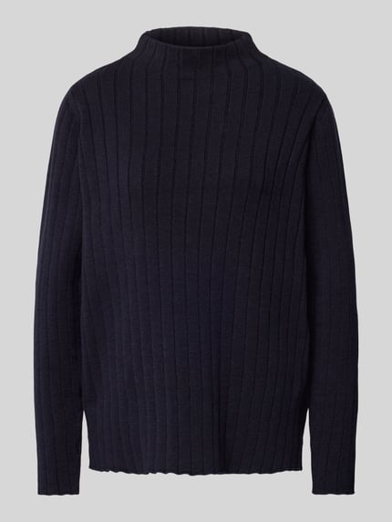 Milano Italy Strickpullover mit Stehkragen Dunkelblau 2