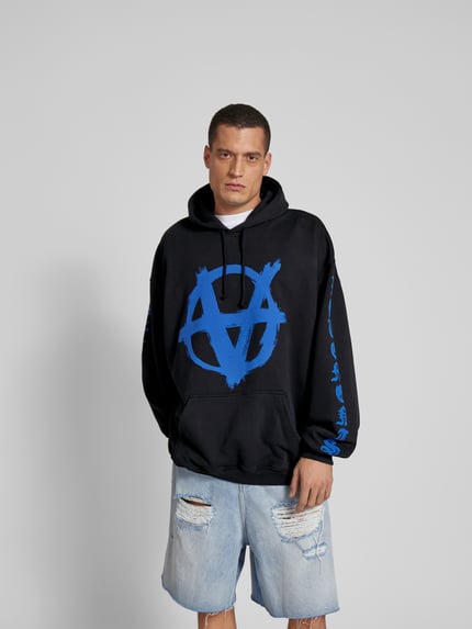 VETEMENTS oversized hoodie met labelprint Zwart - 4