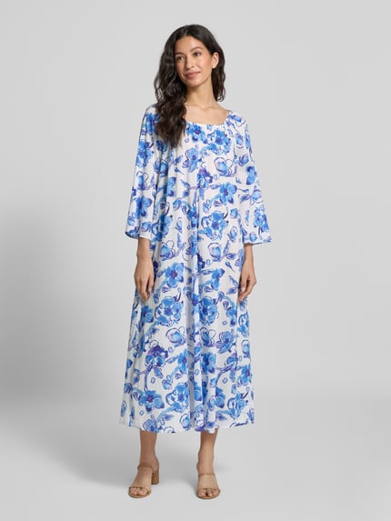 Christian Berg Woman Midikleid mit Rundhalsausschnitt Blau 4