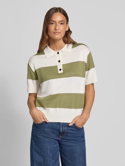 ICHI Koszulka polo o kroju regular fit z mieszanki wiskozy model 'LULS' Trzcinowy 4