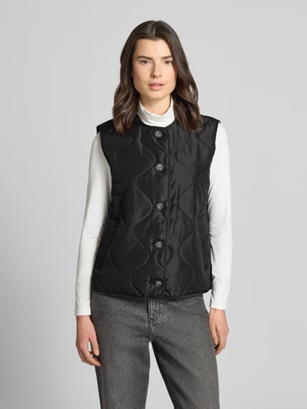VERO MODA Regular Fit Steppweste mit einreihiger Knopfleiste Modell 'MILLIE' Black 4