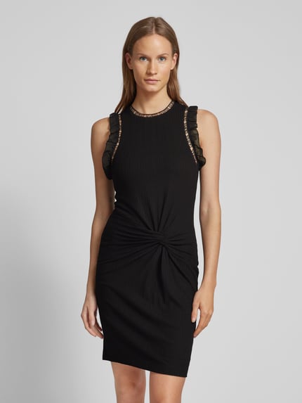 GUESS Knielange jurk met volants, model 'OLGA' Zwart - 4