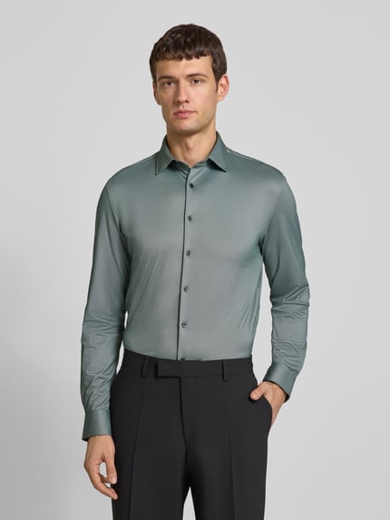 Jake*s Koszula biznesowa o kroju slim fit z kołnierzykiem typu kent Ciemnozielony 4