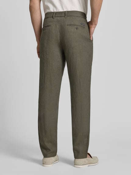 Marc O'Polo Spodnie lniane model 'OSBY JOGGER PLEATS' Ciemnobrązowy 5