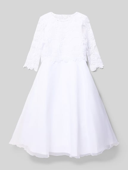 DANAMADE Knielanges Kleid mit Rundhalsausschnitt Weiss 1