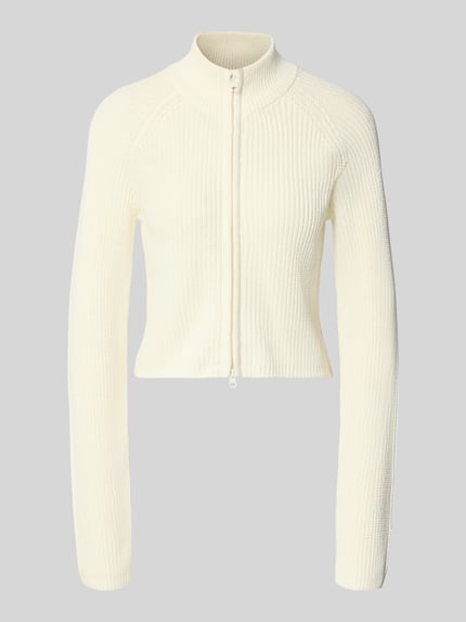 Produktfoto, Slim Fit Jacke aus Baumwoll-Mix Modell 'Dara' von NOISY MAY®, cremeweiß, Stehkragen, Zweiwege-Reißverschluss, strukturierte Oberfläche
