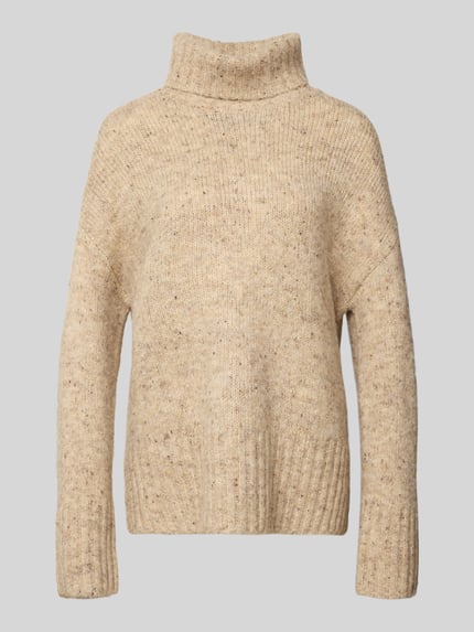VERO MODA Loose fit coltrui met wol, model 'INGRID' Zand gemêleerd - 2