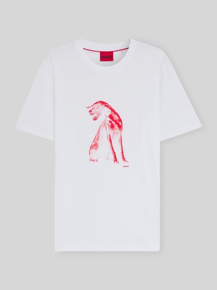 HUGO T-shirt o kroju regular fit z czystej bawełny Biały 2