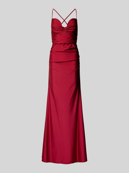 unique Talliertes Abendkleid mit Raffungen Rot 2