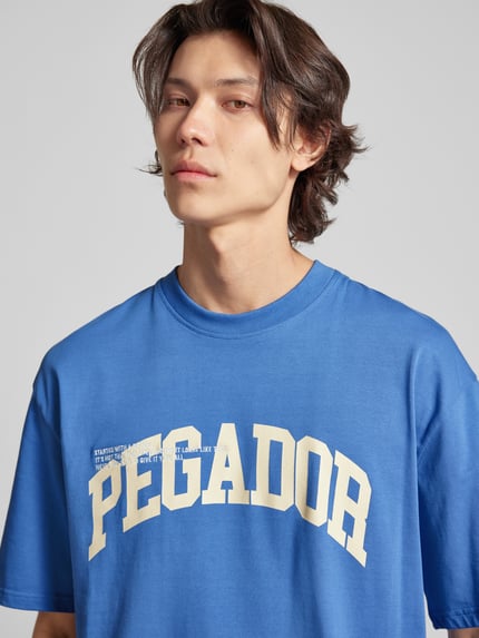 PEGADOR Oversized T-Shirt mit Label-Print Modell 'GILFORD' Blau 3
