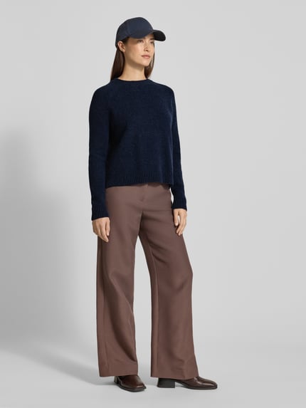 BOSS Sweter z dzianiny o kroju regular fit z mieszanki wełny z alpaki model ‘FEBISAN’ Granatowy 1