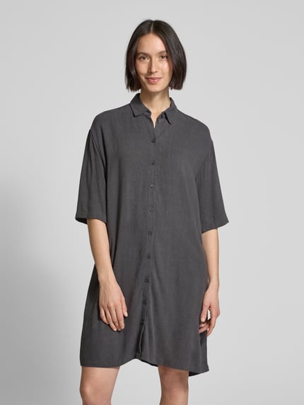 Jake*s Casual Mini-overhemdjurk van een mix van viscose en linnen Donkergrijs - 4