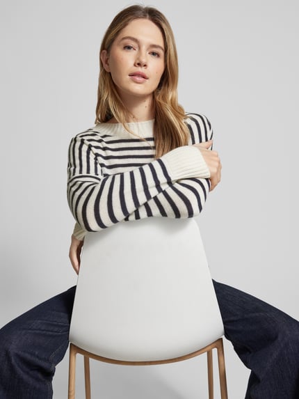 0039 Italy Oversized gebreide pullover met ronde hals, model 'AMADEA' Offwhite - 3