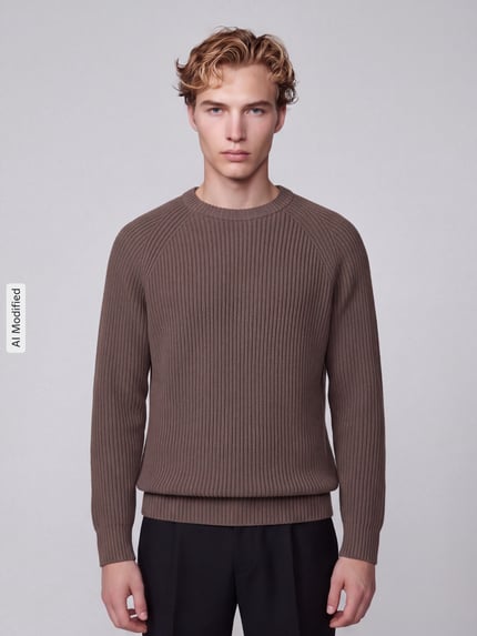 Selected Regular Fit Pullover aus reiner Baumwolle Modell 'BRAUN' Schoko 4