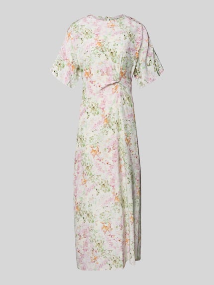 Productfoto, dames midi-jurk van zuiver viscose, getailleerd model 'Dela2' van JOOP!, ronde hals, 1/2-mouwen, drapering, pastel floral print