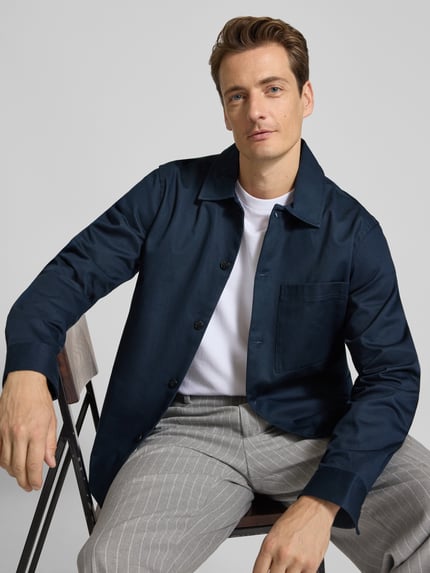 Selected Regular fit overhemdjack van puur katoen, model 'TATE' Donkerblauw - 3