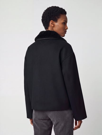 Tommy Hilfiger Regular Fit Blouson mit Webpelzkragen Black 5