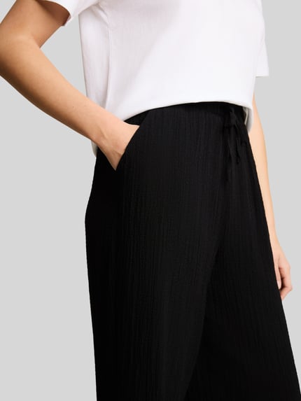 Tom Tailor Denim Wide Leg Hose aus Viskose-Mix Black 3