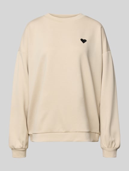 PIECES Relaxed fit Pullover met Hartvormige borduursel Model 'TALIA' Zand - 2