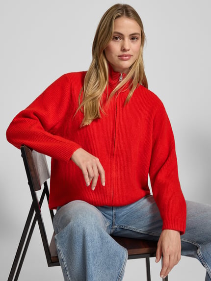 ICHI Regular fit gebreid jack met opstaande kraag, model 'IHDUCIE' Rood - 3