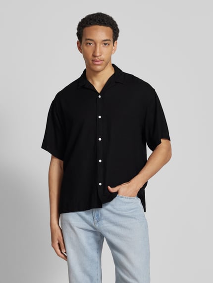 JACK & JONES Relaxed Fit Freizeithemd aus Viskose-Leinen-Mix Modell 'WAYNE' Black 4