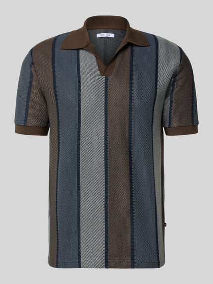 Samsøe Samsøe Poloshirt met geribde mouwboorden, model 'TRAVIS' Donkerblauw - 2