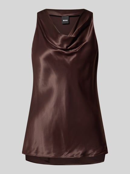 BOSS Blousetop met watervalhals model 'BOUANA' Donkerbruin - 2