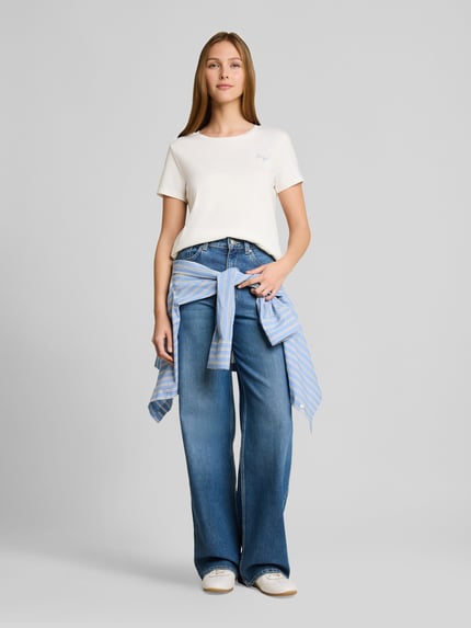 Tom Tailor Denim regular fit T-shirt van puur katoen Offwhite - 1