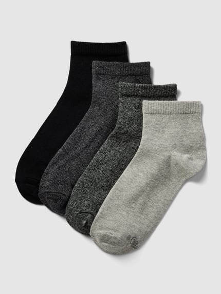 s.Oliver RED LABEL Socken mit Label-Detail im 4er-Pack Modell 'Quarter' Anthrazit Melange 1