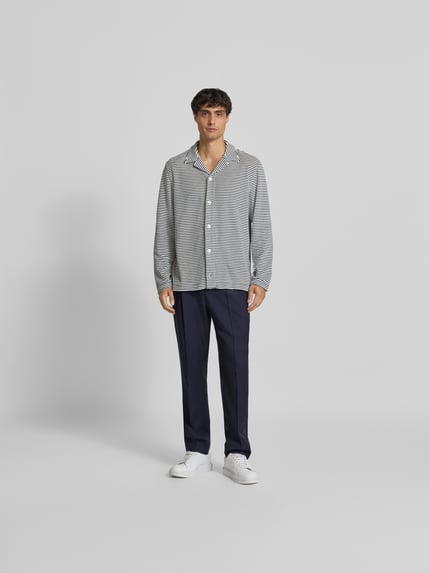 Officine Générale Stoffhose mit elastischem Bund Marine 1