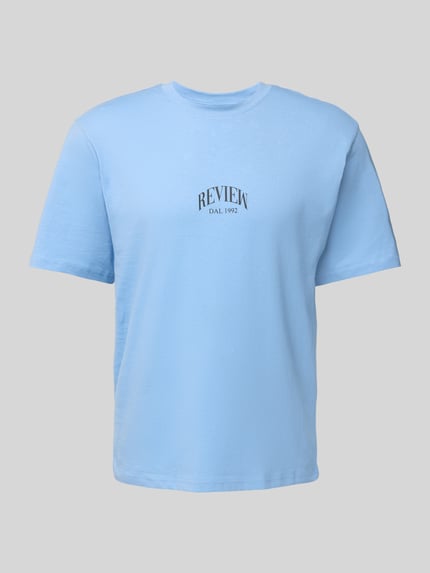 REVIEW T-Shirt mit Label-Print Hellblau 2