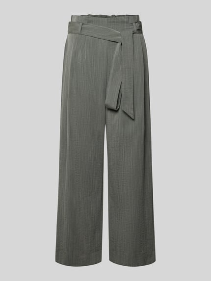 Produktfoto, Regular Fit Bundfaltenhose aus Viskose-Mix Modell 'MARSA' von Only, unifarben, High Waist, Bindegürtel, sichtbare Textur.