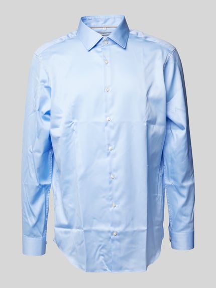 Jake*s Regular Fit Businesshemd aus Satin Hellblau 1