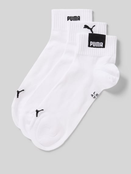 Produktfoto, Socken mit elastischem Rippenbündchen im 3er-Pack von PUMA, biały bawełniany miks z logo, elastyczny ściągacz, dopasowany krój