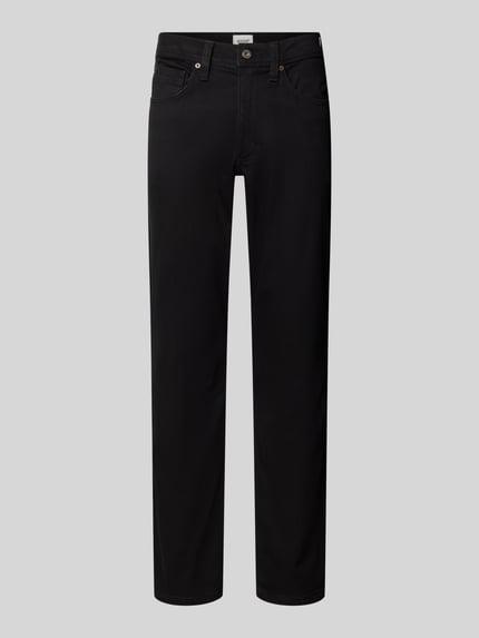 Produktfoto, Straight Fit Jeans aus Baumwoll-Mix mit Viskose-Anteil von Mustang, czarny kolor, 5 kieszeni, szlufki na pasek, zapięcie na guzik i zamek błyskawiczny, mieszanka bawełny z dodatkiem wiskozy, Model 'WASHINGTON', Szerokość w rozmiarze 32/32: 40 cm, Długość wewnętrzna nogawki w rozmiarze 32/32: 80 cm.