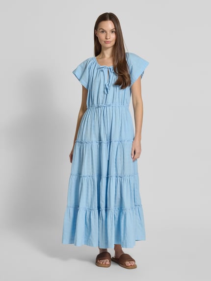 Scotch & Soda Maxikleid im Stufen-Look mit Schnürung Hellblau 4