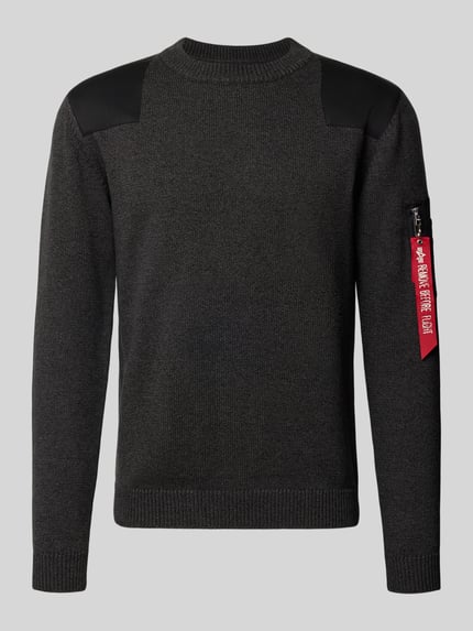 Alpha Industries Slim Fit Strickpullover aus reiner Baumwolle Black 1