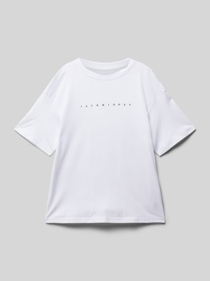 JACK & JONES T-shirt met labelprint model 'ESTAR' Wit - 1